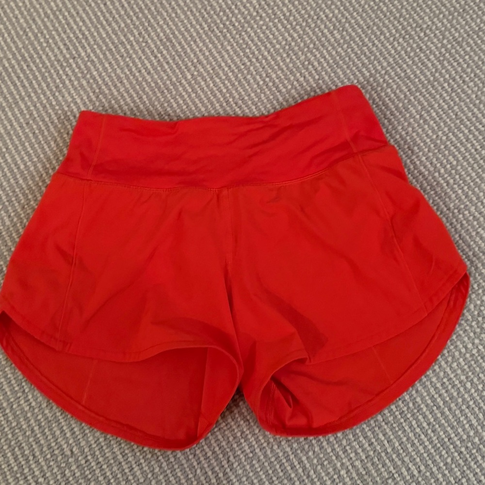 Women's Lululemon Speed short 4” size 2  Orange Red Athletic Shorts